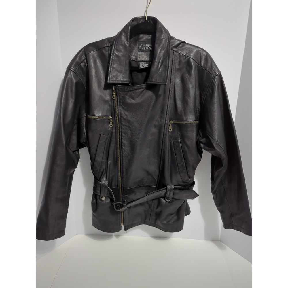 Vtg 90s Boutique Europa Leather Jacket Womens 6 Biker Mob Wife Indie Sleaze Moto